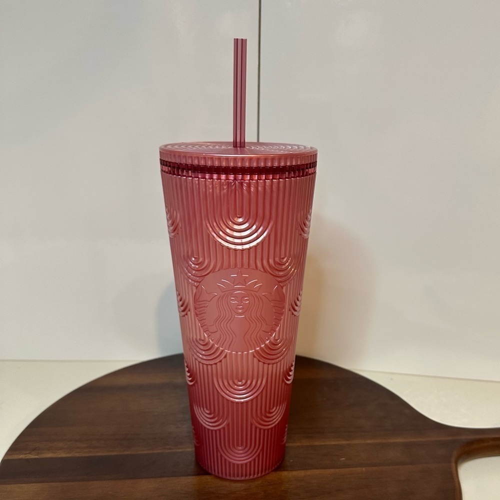 New Starbucks 2023 Fall Shimmer Pink Mermaid Cold Cup Tumbler 24oz Venti